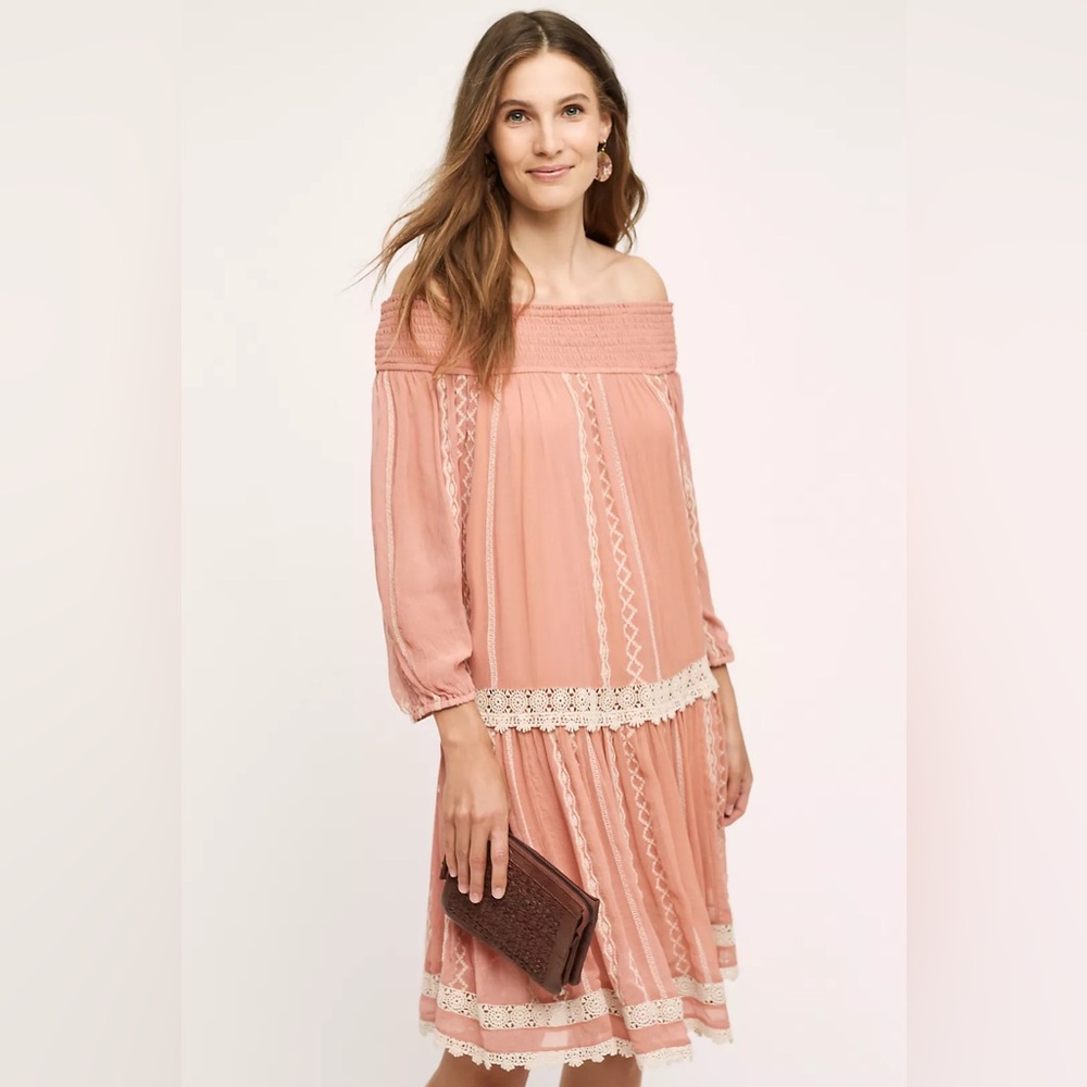 Anthropologie Floreat Orchard Lace‎ Off Shoulder Dress medium